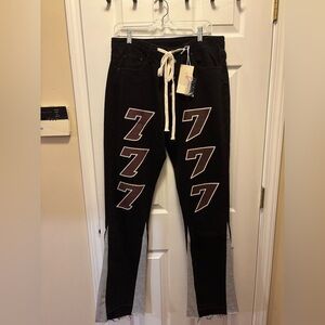 MNML Flare Fleece Contrast Men’s Black Denim Jeans Size 33 BNWT